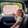 thumbnail image 3 of Yuyamidu Cute Axolotl Car Rear Window Sun Shade Strawberry Car Side Window Sunshade Flower Car Sun Shade 2 Pack Foldable Car Window Shades for Baby Kids Pink Car Accessories, 3 of 7
