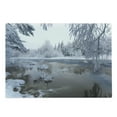 thumbnail image 1 of Winter Cutting Board, Nordic Snow Nature Lake Idyllic Finland Icy Cold Forest Scandinavian Landscape, Decorative Tempered Glass Cutting and Serving Board, Large Size, White Dark Taupe, by Ambesonne, 1 of 1