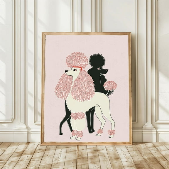Retro Poodle Wall Art, Black And White Dog Illustration For Quirky Home Decor Home Decor #1064, Unframed Poster Size 8x12