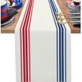 thumbnail image 3 of Chemin de Table Patriotique du 4 Juillet 72 Pouces de Long, Rayures Rouges et Bleues, Graphiques Simples en Toile de Jute, Parfait pour Café Dîner Célébrations de Parade, 3 of 6