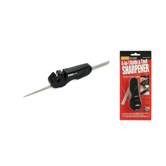 AccuSharp 4-in-1 Knife & Tool Sharpener, Black, Retractable Pocket Size #029C