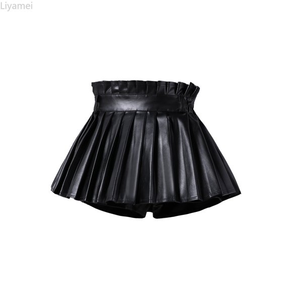 Liyamei Children's PU Solid Color Fashion Personality Dress Full Skirt Girls Skirt Toddler Girl Dresses 11-12 Years