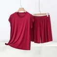 thumbnail image 2 of Bxsruta Womens Pajama Set Crew Neck Short Sleeve Sleepwear Casual Loungewear Shorts Outfit, 2 of 5