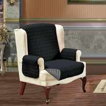 Slipcover Furniture Protector Great for Pets & Children,Wing Chair Black Gray