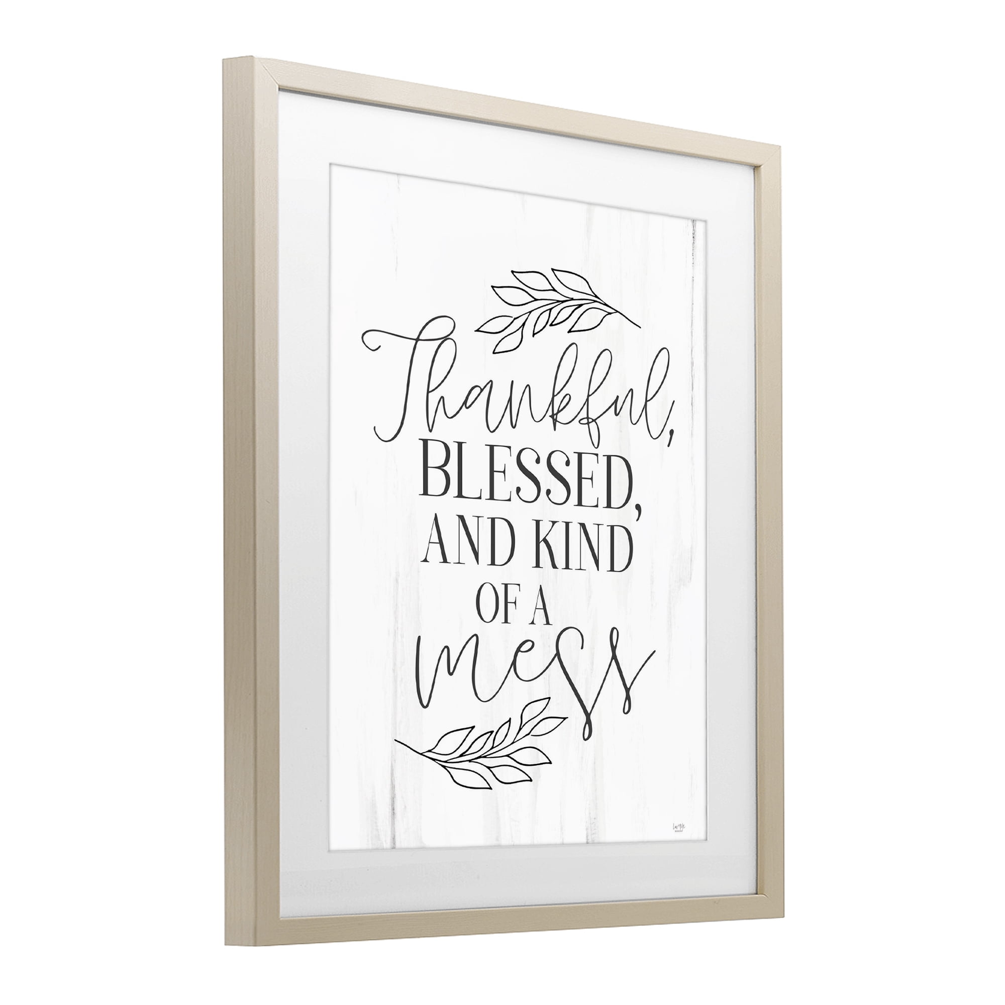 Stupell Industries Thankful Bless & A Mess Birch Framed Print Under Glass, design by Lux + Me Designs