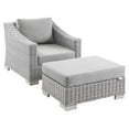 thumbnail image 2 of Modway Conway Outdoor Patio Wicker Rattan 2-Piece Armchair and Ottoman Set in Light Gray Gray, 2 of 10