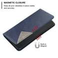 thumbnail image 5 of Case for iPhone 16,Rhombus Pattern Flip Wallet Leather Case with Card Holder Magnetic Closure Shockproof Kickstand Protective Phone Cases Cover,Blue,For iPhone 16, 5 of 10