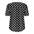 thumbnail image 5 of T Shirts for Women Plus Size Short Sleeved Polka Dot Round Neck Button Up Pleated T Shirt Top, 5 of 6