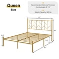 thumbnail image 3 of Costway Queen Size Metal Platform Bed Frame Vintage Headboard Mattress Foundation Gold, 3 of 9