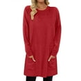 thumbnail image 2 of BLCHUNen Chandails à Manches Longues pour Femmes, Coupe Ample, Col Rond, Respirants, Hauts Tendance, Pyjamas de Maison pour Dormir, Chemisiers d'Automne avec Poches, 2 of 6