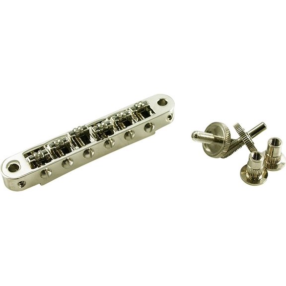 TonePros Standard Tune-O-Matic Bridge With Small Posts And Roller Saddles Nickel
