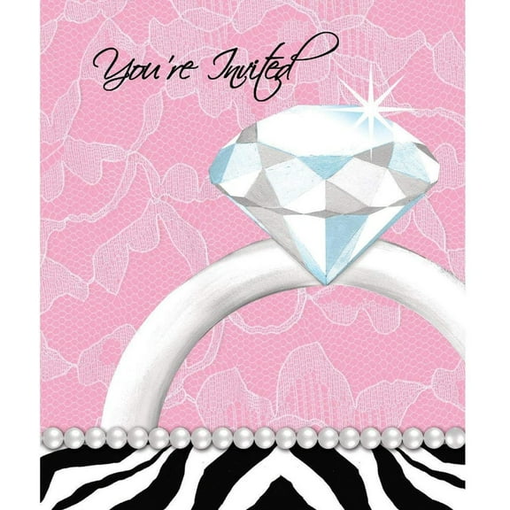 Girls Night Out / Bachelorette Party Zebra Print Invitations With Pink Envelopes - 8 Pack (898049)