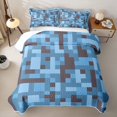 thumbnail image 2 of Meiyoeat Pixel Camo Pattern Quilt King,Soft Mosaic Block Print King Coverlet Set,Light Blue Gray, 2 of 7