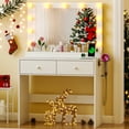 thumbnail image 3 of Ktaxon Get Ready with Me GRWM Makeup Vanity Desk with Lighted Mirror, Dressing Table W/Charging Station & Hair Dryer Rack,White, 3 of 9