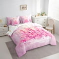 thumbnail image 3 of Homewish Pink Christmas Tree 7 Pieces Bedding Comforter Set,Merry Xmas Full Bedding Set,Oil Painting Fitted Sheet Flat Sheet For Girl Kids,Super Cozy Room Decor Reversible, 3 of 8