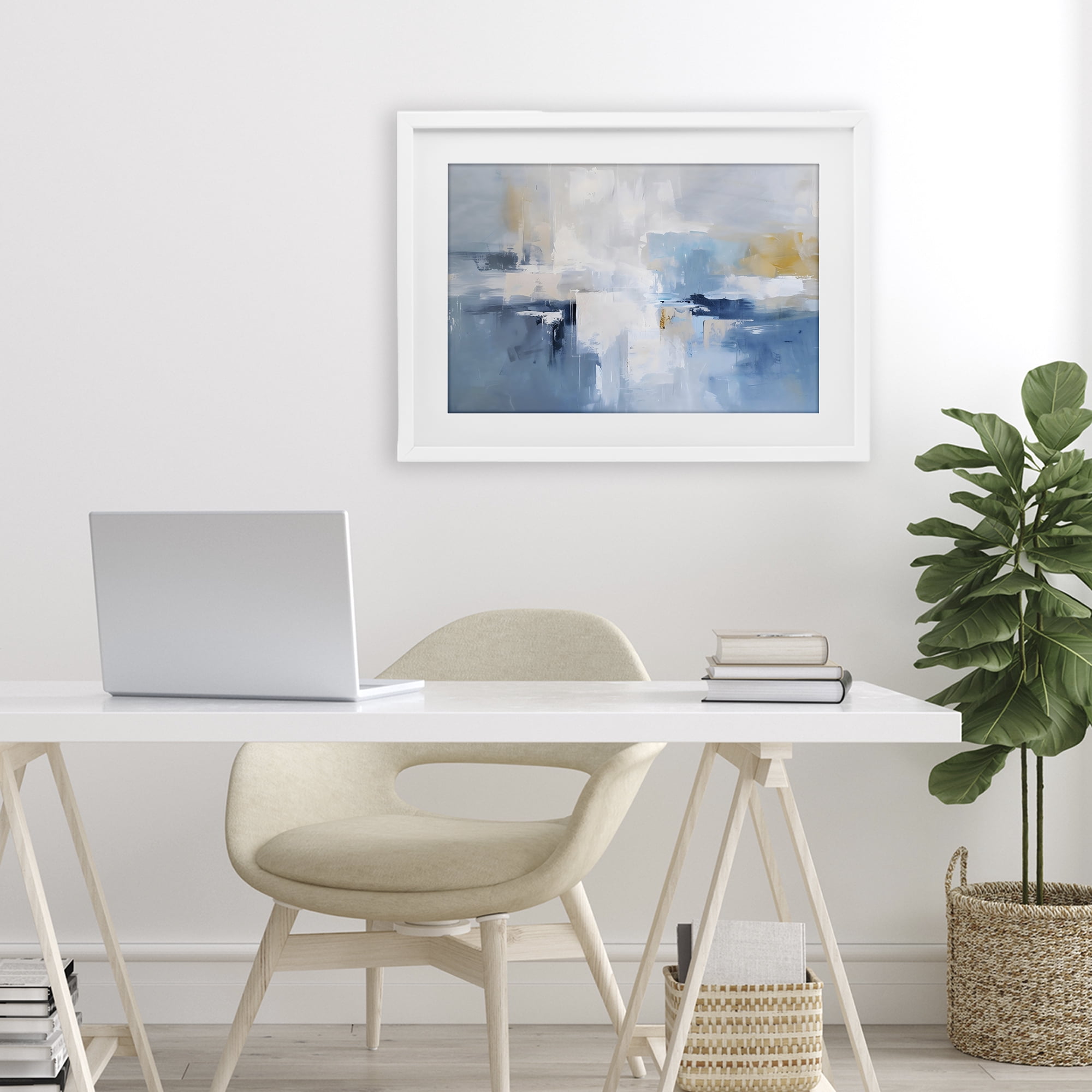 Stupell Industries Blue Sea Mist Horizon White Framed Print Under Glass, design by Creative Studio