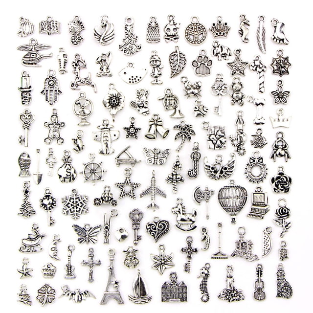 Accesorios para colgantes DIY de aleación de plata oscura para hacer pulseras y joyas a mano (100 piezas)