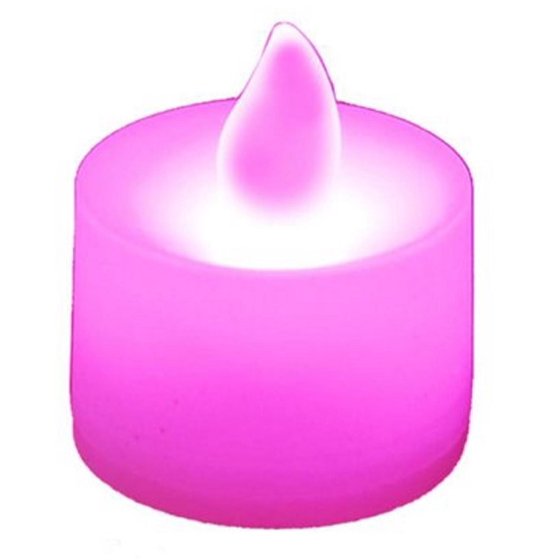 Club Pack of 12 LED Lighted Battery Operated Pink Tea Light Candles