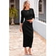 thumbnail image 4 of Conjunto de Suéter Mujer PRETTYGARDEN Top Corto y Falda de Punto Canalé XL Negro, 4 of 8