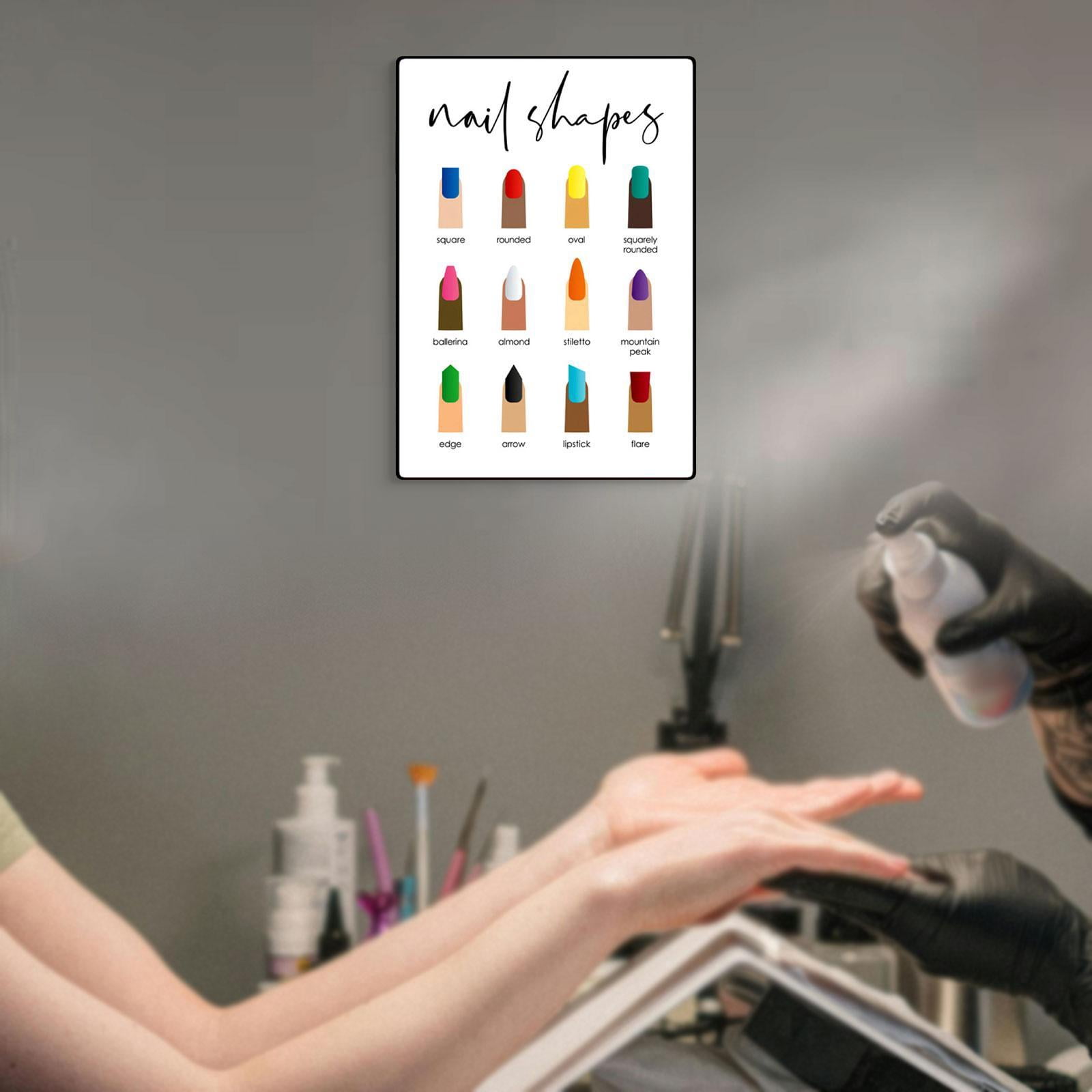 TOOYFUL Nail Shape Display Nail Tip Display Board Supplies Professional DIY Nail Shape Guide Hanging Picture 11.8x15.7" Nail Art Tool E