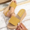 thumbnail image 6 of Pandaie Platform Wedges Sandals for Women Backless Slip on Open Toe Mules Summer Casual Beach Slides Walking Shoes Yellow Size 7.5, 6 of 8