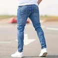 thumbnail image 6 of Yifymode Men's Slim Fit Skinny Jeans Distressed Moto Biker Denim Pants Hip Hop Stretch Straight Leg Flex Waist,Blue XL, 6 of 6