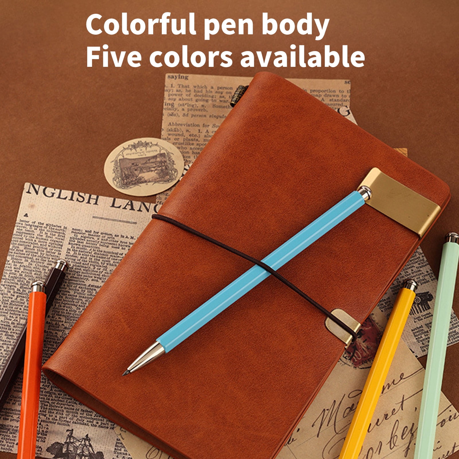Metal Everlasting Pen with Sharpener & Refills, Ergonomic Handle Metal Mechanical Pencil Student Drawing Pen Sketch Pen