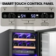 thumbnail image 3 of KNDKO 15" Wine Cooler Refrigerator, 28 Bottles Dual Zone Freestanding Fridge with Stainless Steel & Double-Layer Tempered Glass Door, 3 of 9