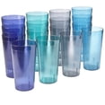 thumbnail image 1 of Vasos reutilizables de plástico acrílico para café de EE. UU. (juego de 16) vasos de agua de 20 onzas Colores costeros | Juego económico de vasos para beber estilo restaurante, apilables, sin BPA, fab, 1 of 5