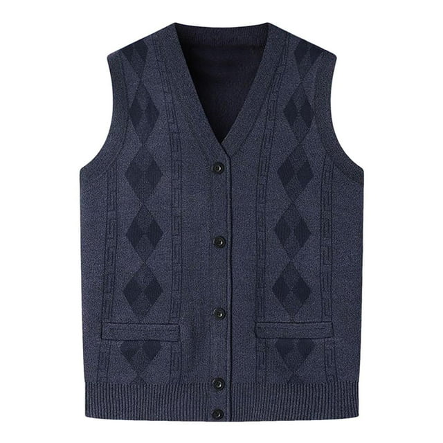 Men's V-Neck Sweater Vest, Sleeveless Cardigan with Button Front, Solid Pattern for Casual and Office Wear, Delivering Comfort and Style