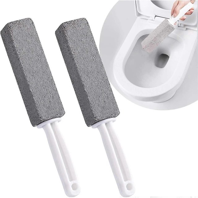 2 Pieces Pumice Stone Cleaning Brush, Professional Pedicure Foot File with Hanging Brush Handle