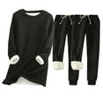 thumbnail image 2 of HAPIMO Winter Thicken Sweatsuit Set for Women , Womens 3 Piece Sweatshirt Set Casual Loose Pullover Tops Sweatpants Thermal Tracksuits Pocket Fleece Pockets Outfits Black L, 2 of 3