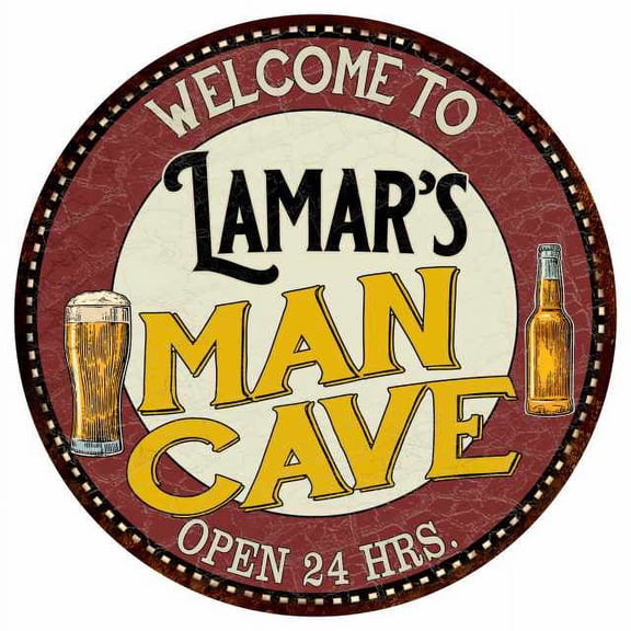 Lamar's Man Cave 14" Round Metal Sign Kitchen Bar Wall Decor 100140035195