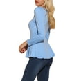 thumbnail image 4 of INSPIRE CHIC Hauts pour Femmes Manches Longues Col Rond Décontracté Péplum CHIC Chemise TG Bleu Pâle, 4 of 8