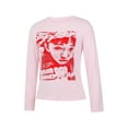 thumbnail image 6 of KOMOO Women Print T-Shirt Face Print Long Sleeve Crop Top Vintage E-Girl Harajuku Y2k Slim Tee Tops, 6 of 9