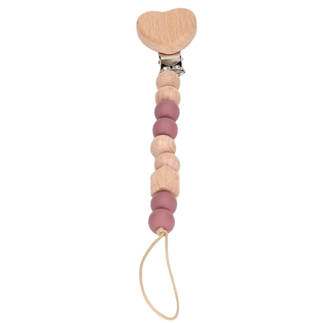 Pince à Bébé, Forme de Cœur, Hêtre Léger, Silicone, Acier Inoxydable, Support pour Maison, Rouge Rosée, Violet Clair, Rouge Rouille, Bleu Poussiéreux, Vert Menthe