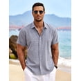 thumbnail image 2 of Camisa de lino para hombre COOFANDY, manga corta y botones, 2 of 5