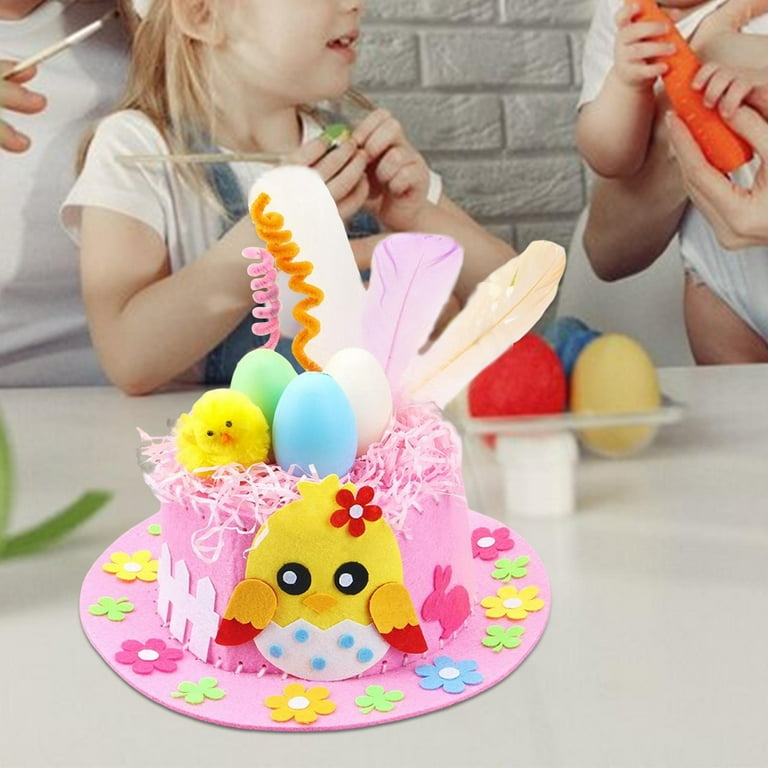 Children DIY Easter Hat Set Handmade Fabric Crafts Game Supplies