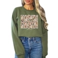 thumbnail image 2 of Ink-Printed Pearls He Is Risen Christian Sweatshirt for Women - Floral Easter Pullover Army Green Sweatshirt Adult Medium, 2 of 7