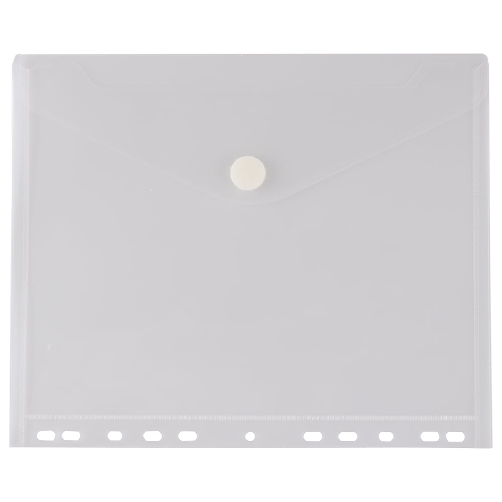 JAM Paper Plastic Binder Envelopes, Clear 3Hole Punch, 8.625 x 11.5, 12/Pack