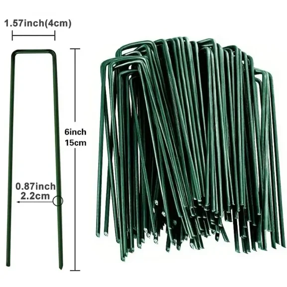 U-type Garden Staples Heavy-duty Fence Tubing Stakes Sod Pins Galvanized Landscape Spike for Holding Lawns Barrier Ground Nail