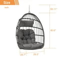 thumbnail image 5 of SYNGAR Swing Egg Chair, Wicker Hanging Chair with Stand and Cushion, Heavy Duty Frame, for Indoor/Outdoor, Patio, Poolside, Balcony, Bedroom, 330 lbs Capacity, Gray, D7960, 5 of 9