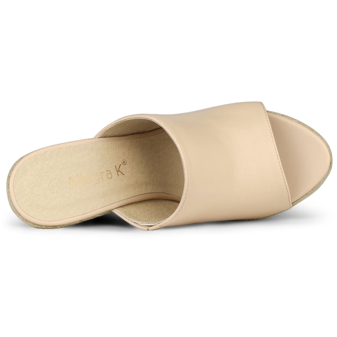 DARING DIVA Women's Slip on Platform Sandals Espadrilles Wedges Slides Mules Beige 8.5