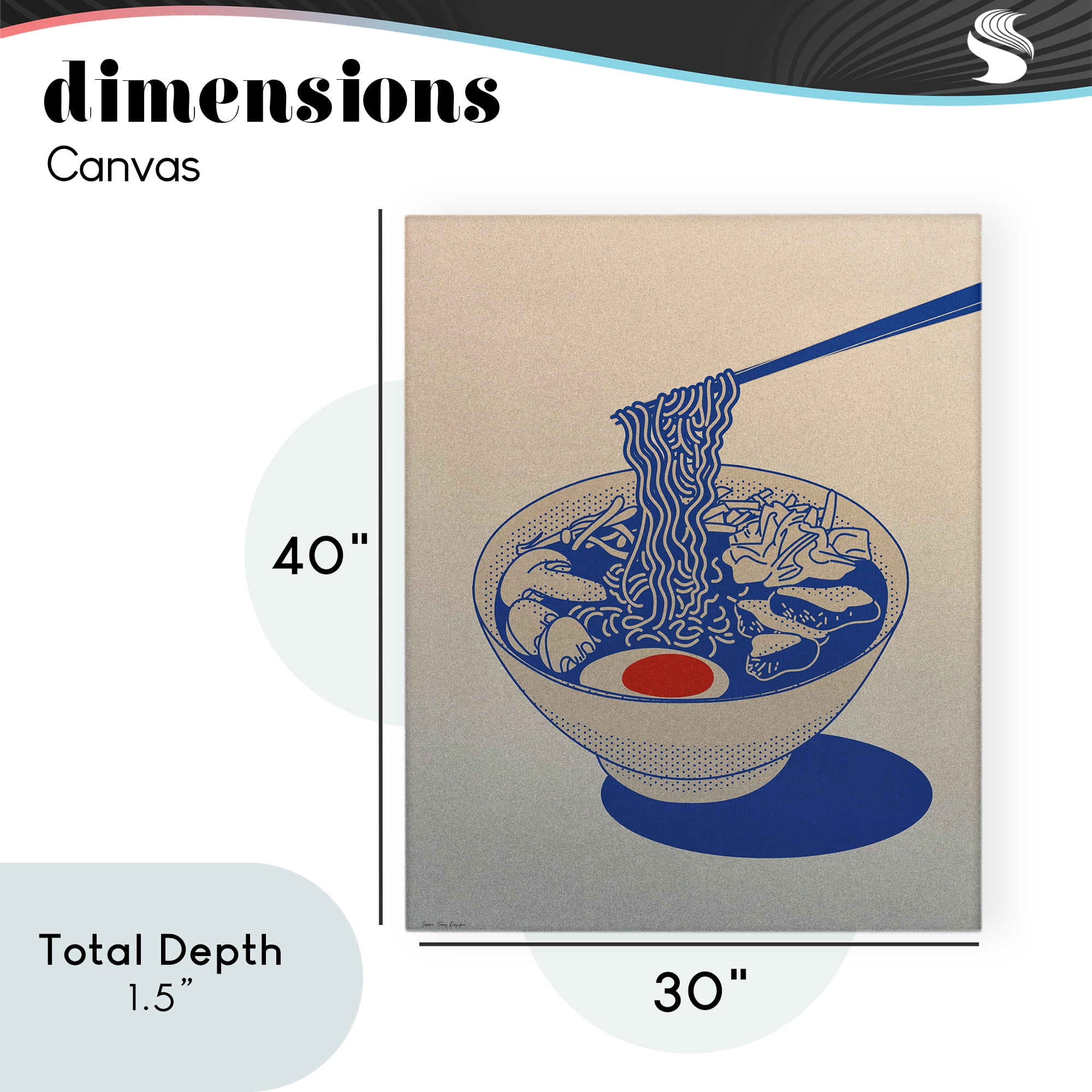 Ramen Noodle Bowl Gradient Canvas Wall Art, design by Seven Trees Design