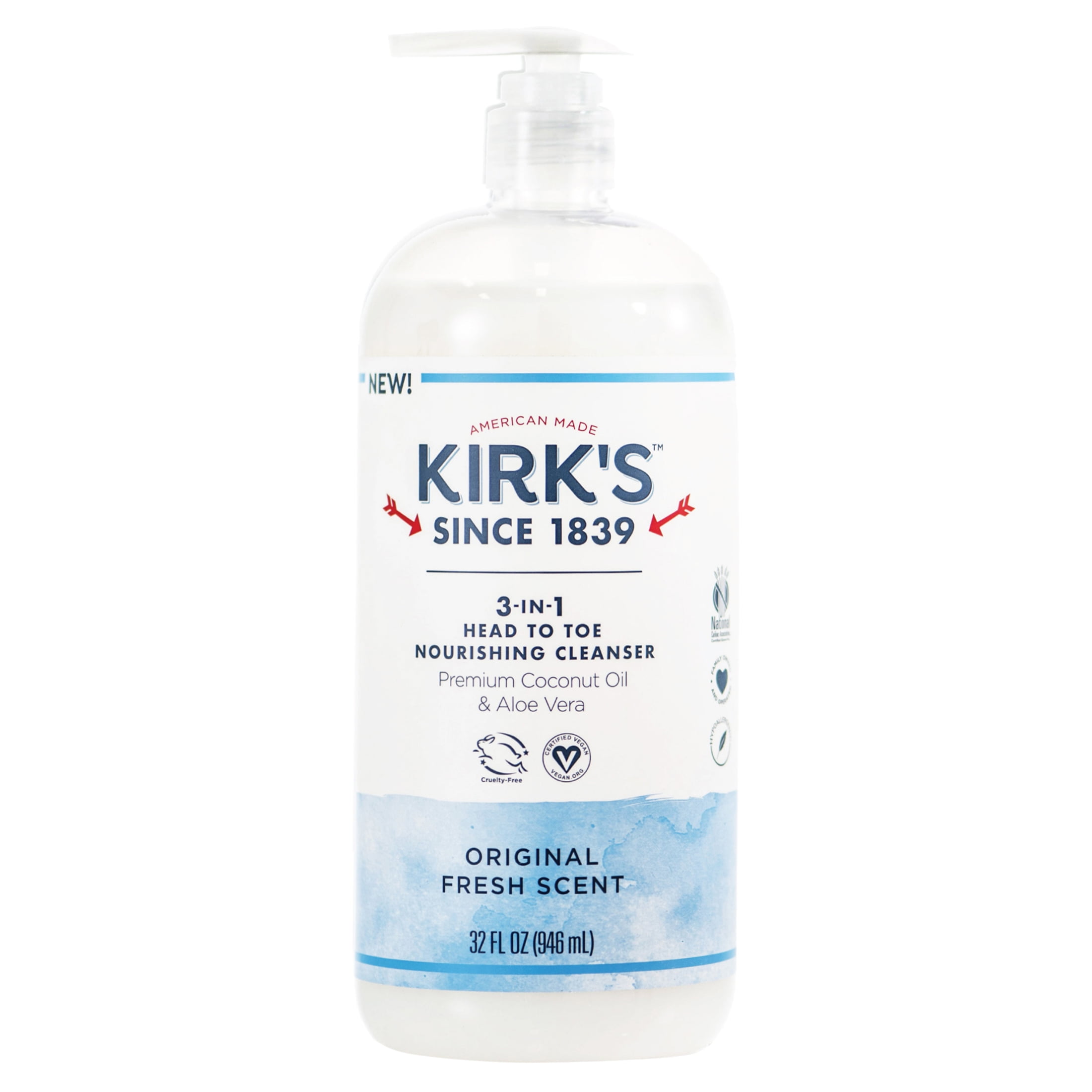 Kirk's Castile 3-In-1 Head to Toe Nourishing Body Wash, 32 oz