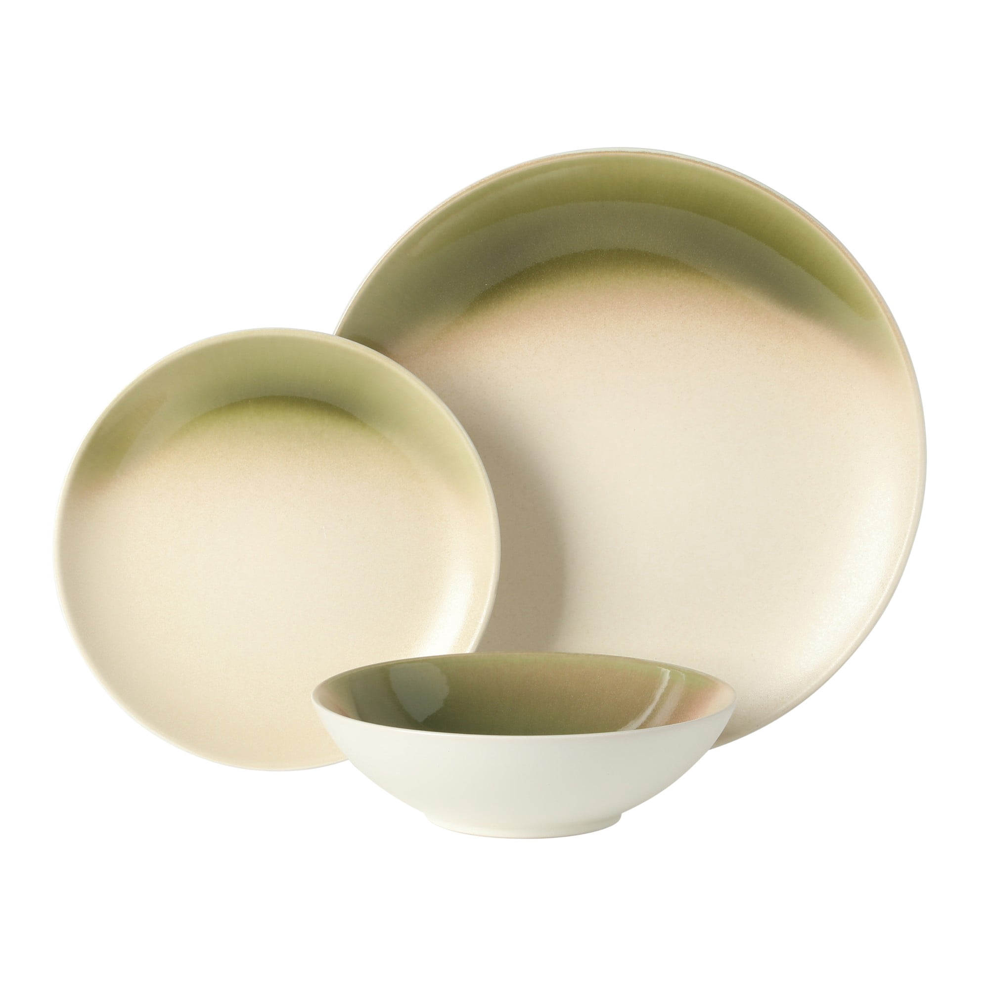 Gibson Elite Crescenton 12-Piece Green Stoneware Dinnerware Set