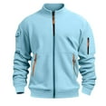 thumbnail image 6 of Mens Hoodless Hoodie Zip Up Fleece Jacket Lightweight Athletic Street Running Gym Mens Clothing,BU1,XL, 6 of 6