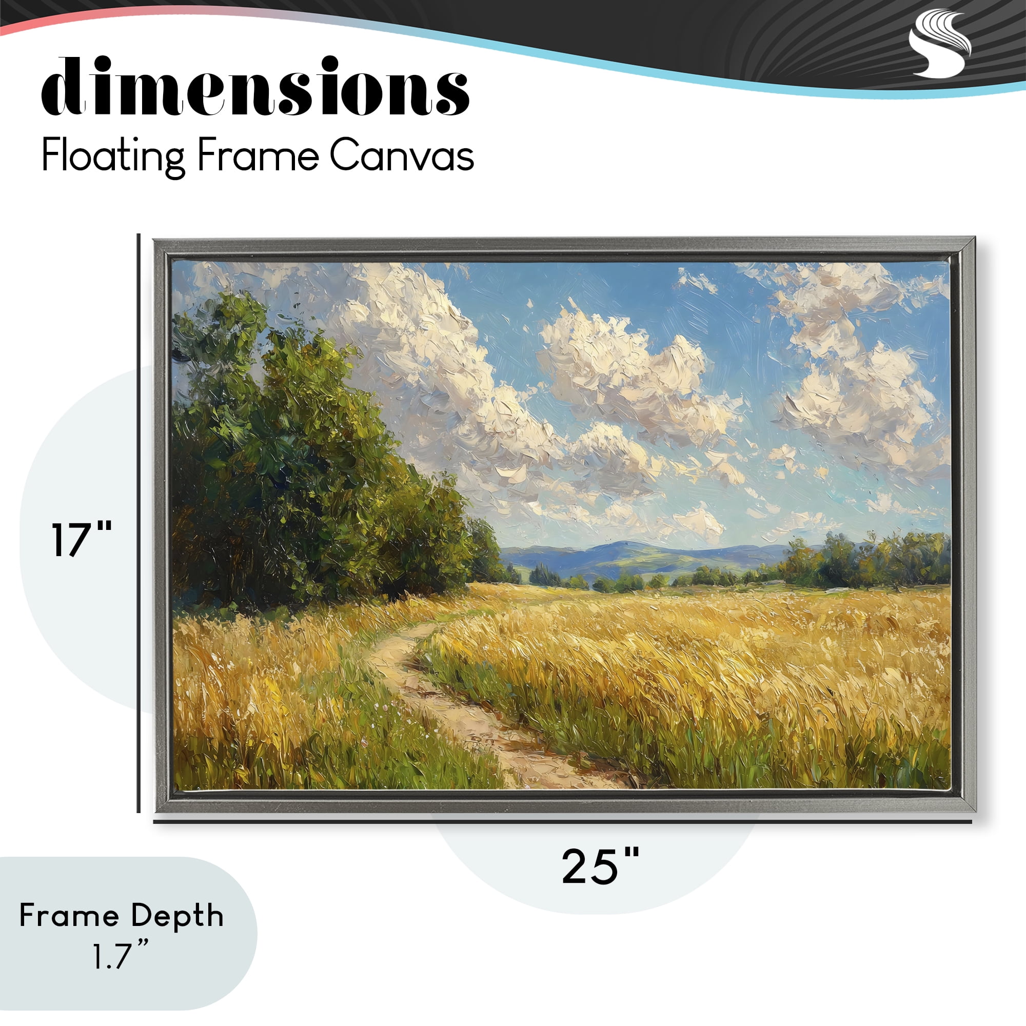 Stupell Industries Winding Path Through Wheat Field Gray Framed Floater Canvas Wall Art, design by Creative Studio