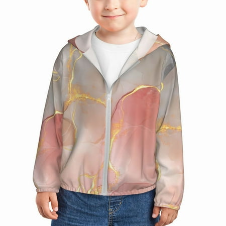 

Goofa Abstract Marble Texture Printed Kids Zip-Up Hoodie Girls Boys UPF50+ Sun Protection Jacket Hooded Cooling Shirt-2 Years