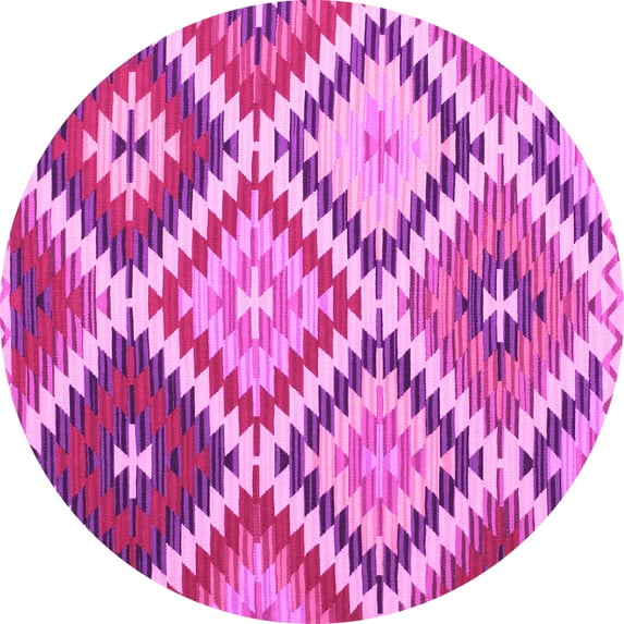 Ahgly Company Indoor Round Abstract Pink Contemporary Area Rugs, 5' Round